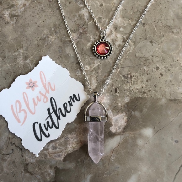 3/$25⚡️rose quarts bead multilayer boho necklace - Picture 2 of 5